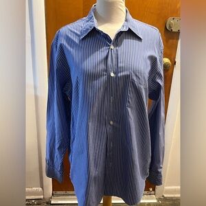 J. Crew Blue Pinstripe Men's button down long sleeve shirt.  Size M. 100% Cotton